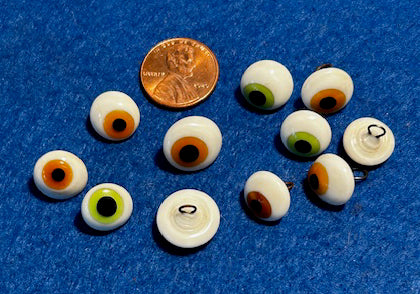 Solid Glass Eyes with Loop Back - 10pr. 10mm