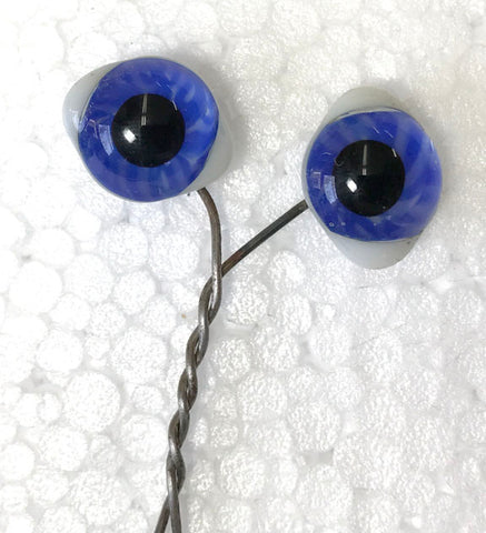 2 pr - Solid Glass Eyes on wire with white sclera sides. Several Sizes and Colors