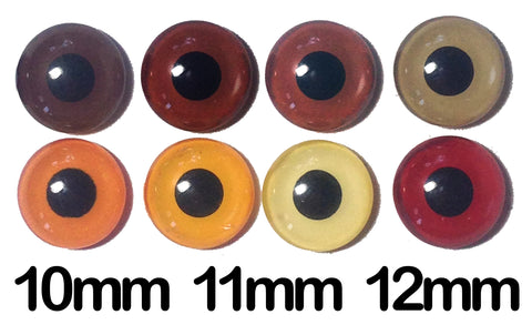 Colored Decoy Eyes Lenses with Black Pupil ~900 Series Larger Eyes 10mm, 11mm, 12mm