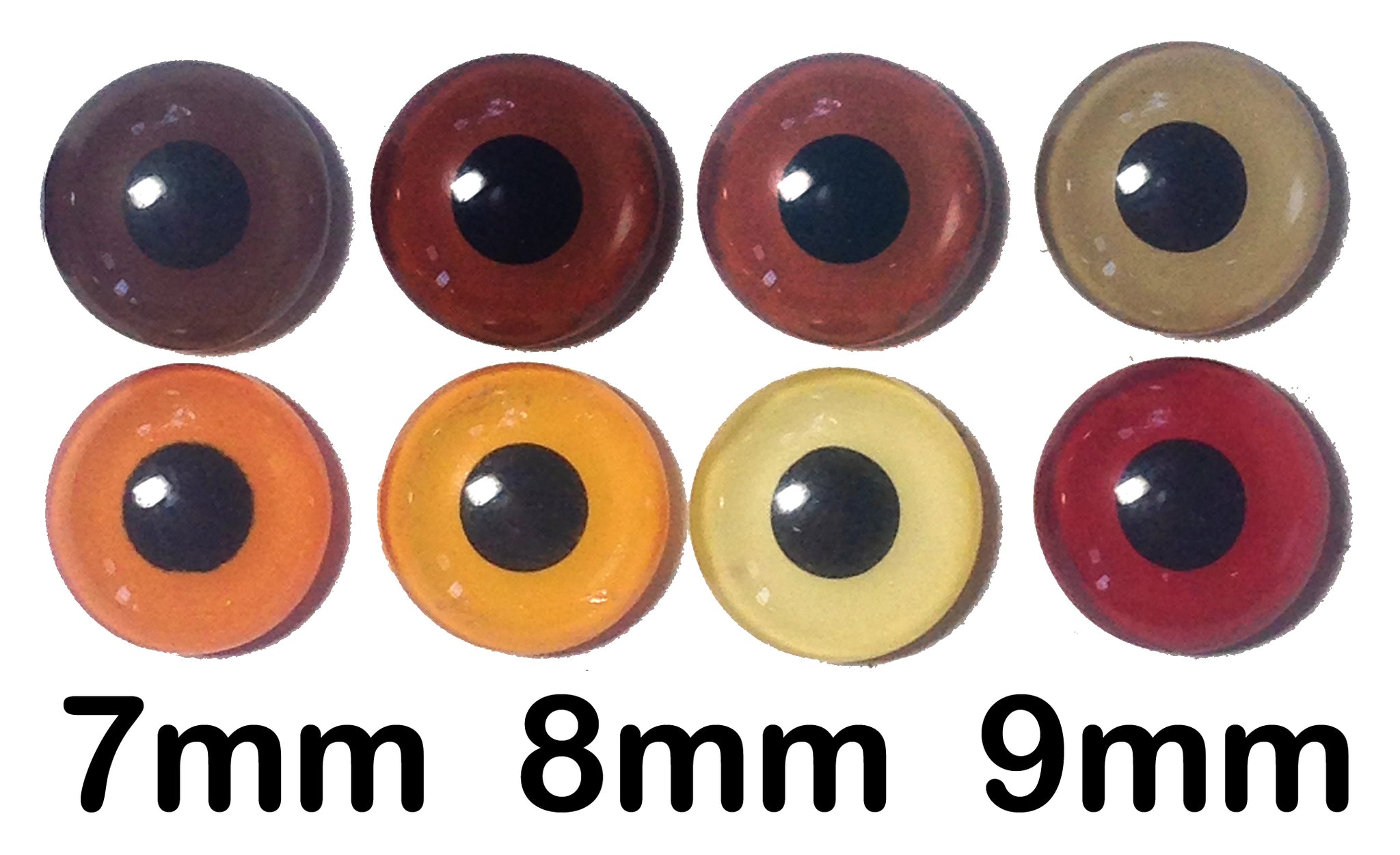7mm Dark Amber Glass Eyes On Wire SPECIAL - 1 PAIR